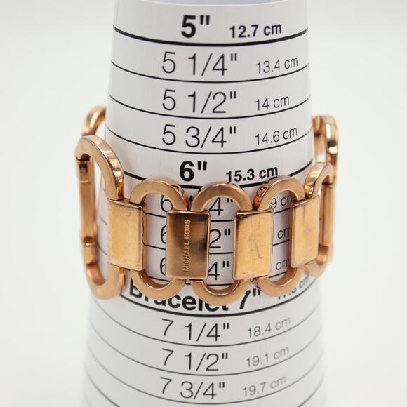 Michael Kors Rose Gold Tone 27mm Rectangle Dial Watch Chain Bracelet New Battery main image 9